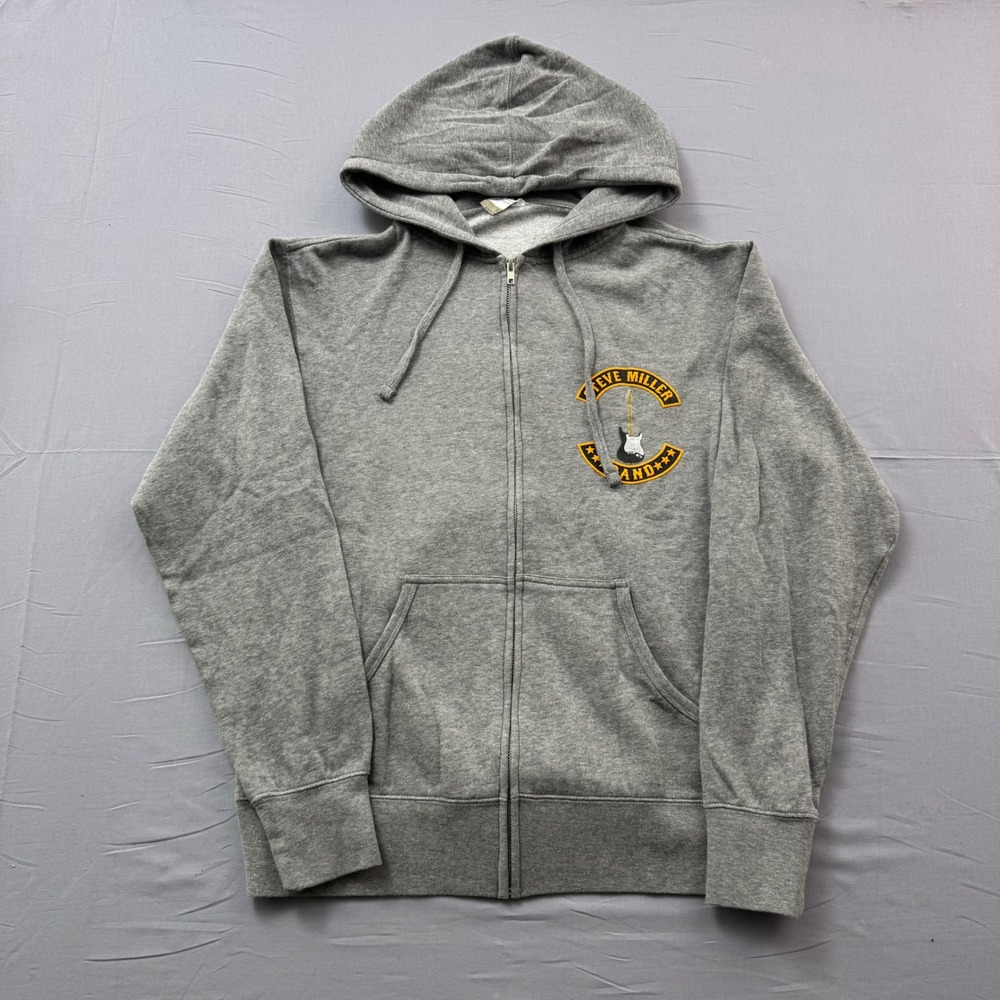 Steve Miller Band Zip Up Hoodie Mens Small Gray Rock Concert Graphic Sweatshirt